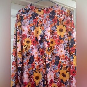 Never Fully Dressed Yellow Orange Floral Tie Front Blouse